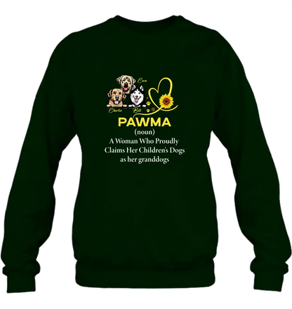 Personalized Pawma Shirt/Hoodie - Gift For Dog Mom/Mother's Day - Pawma A Woman Who Proudly Claims Her Children's Dogs As Her Granddogs
