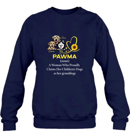 Personalized Pawma Shirt/Hoodie - Gift For Dog Mom/Mother's Day - Pawma A Woman Who Proudly Claims Her Children's Dogs As Her Granddogs