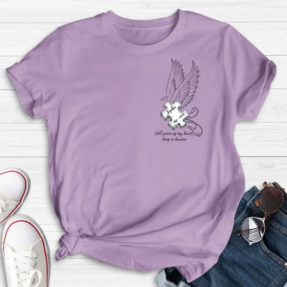 Personalized Memorial Piece Shirt/Hoodie - Memorial Gift Idea For Family Member/Mother's Day/Father's Day - A Piece Of My Heart Lives In Heaven