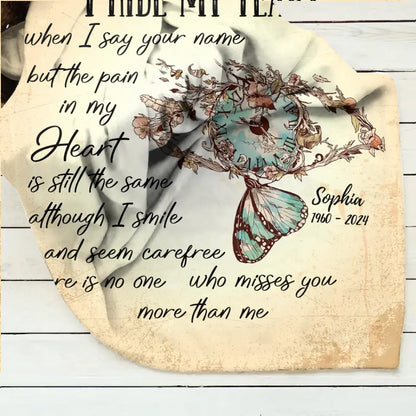 Personalized Memorial Fleece Throw Blanket/Quilt - Memorial Gift Idea For Family Member - I Hide My Tears