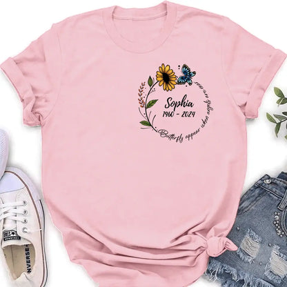 Personalized Memorial T-shirt/Long Sleeve/Sweatshirt/Hoodie - Memorial Gift Idea For Family Member - Butterflies Appear When Angels Are Near
