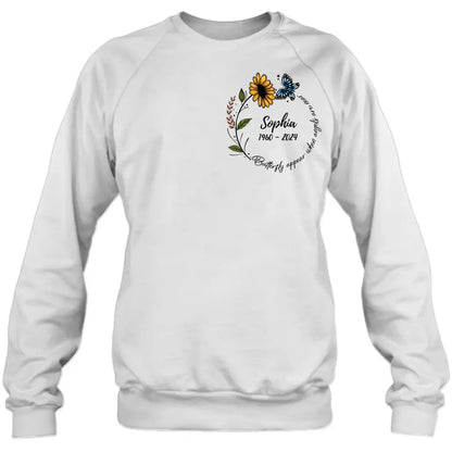 Personalized Memorial T-shirt/Long Sleeve/Sweatshirt/Hoodie - Memorial Gift Idea For Family Member - Butterflies Appear When Angels Are Near