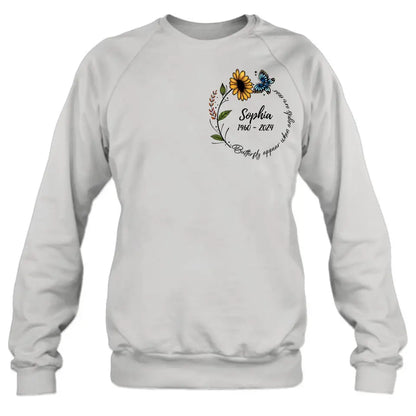 Personalized Memorial T-shirt/Long Sleeve/Sweatshirt/Hoodie - Memorial Gift Idea For Family Member - Butterflies Appear When Angels Are Near