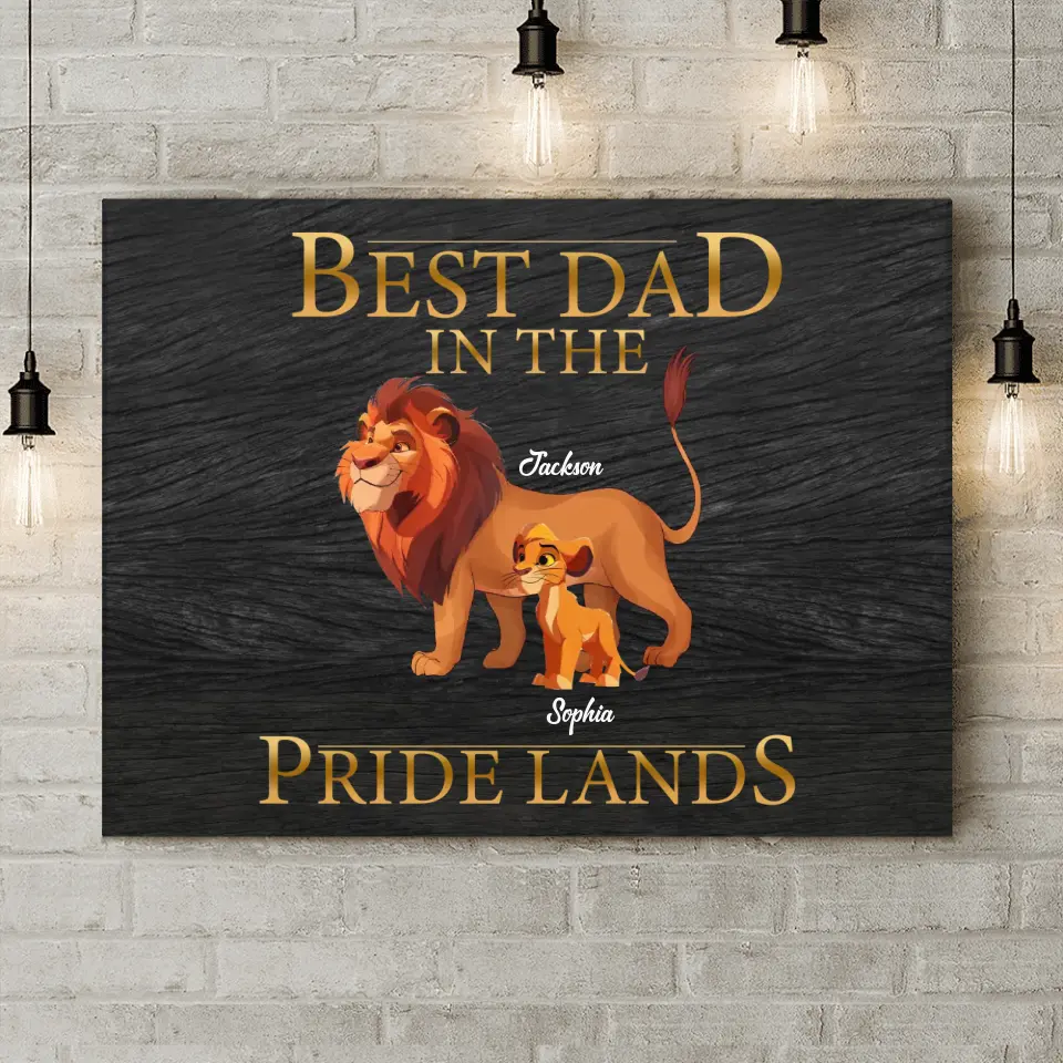 Personalized Lion Canvas - Up to 7 Children - Father's Day Gift Idea for Dad - Best Dad In The Pride Lands