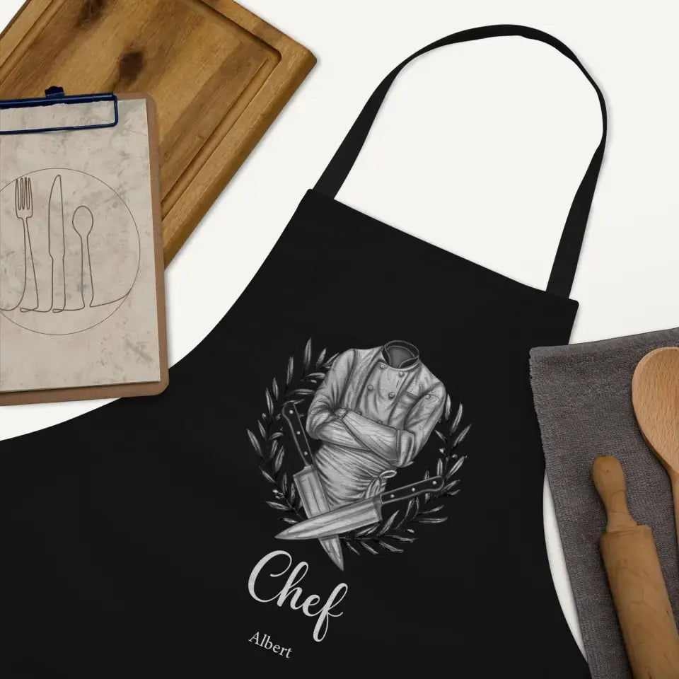 Personalized Chef Pocketless Apron - Father's Day Gift Idea for Chef