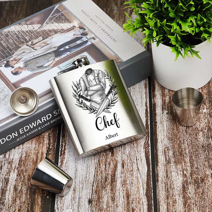 Personalized Chef Wine Flask Set - Father's Day Gift Idea for Chef