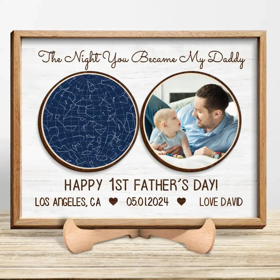 Personalized Photo 2 Layered Wooden Art - Father's Day Gift Idea - Happy 1st Father's Day