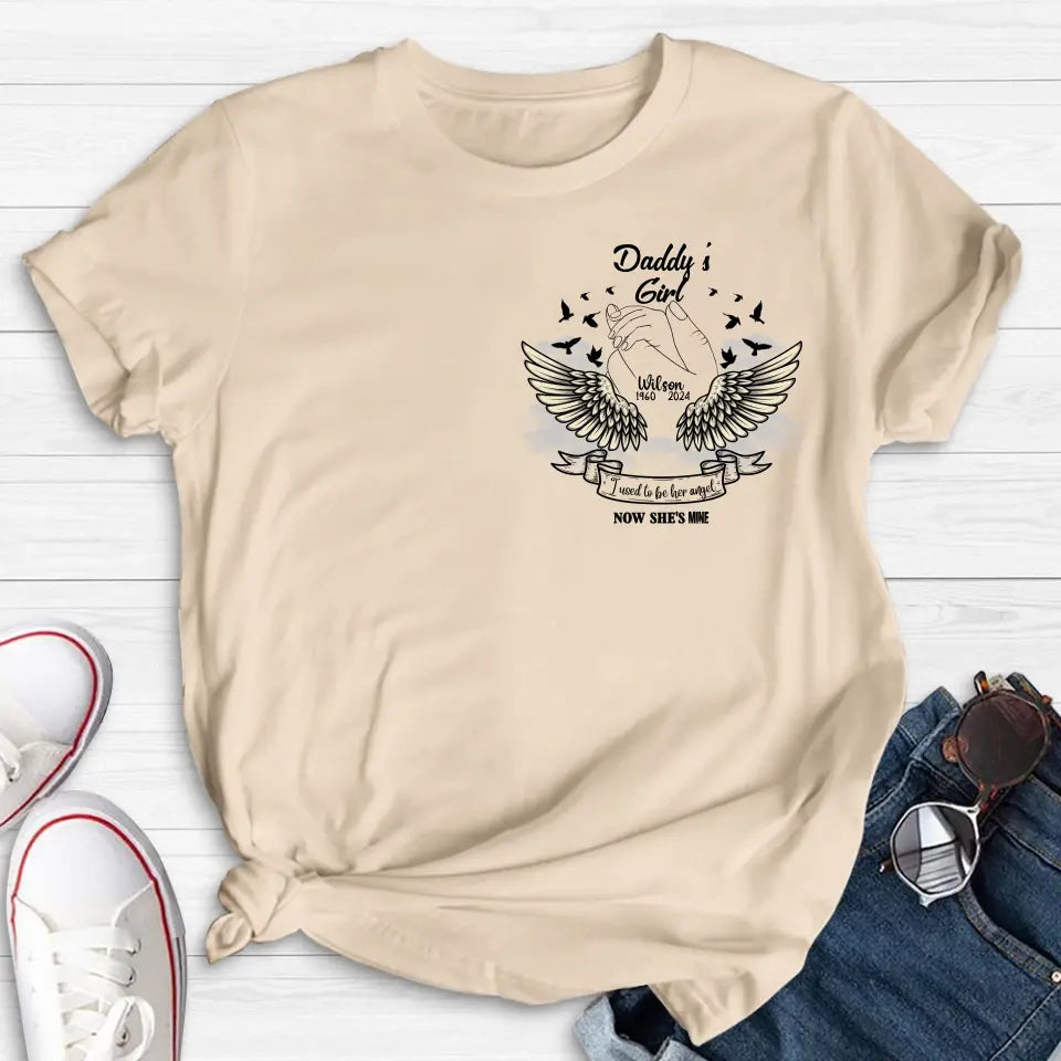 Personalized Memorial Angel Shirt/Hoodie - Memorial Gift Idea for Mother's Day/Father's Day - Grandma's Girl I Used To Be Her Angel Now She's Mine