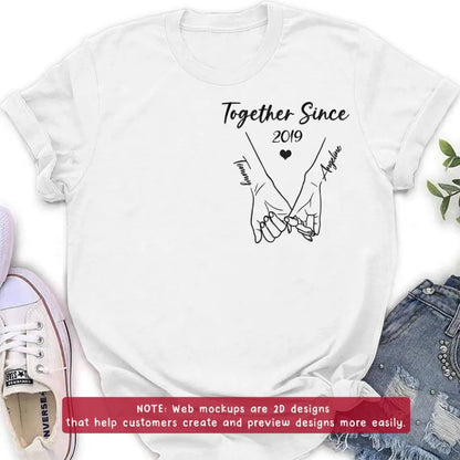 Personalized Couple Embroidered T-Shirt - Gift Idea for Couple - Together Since