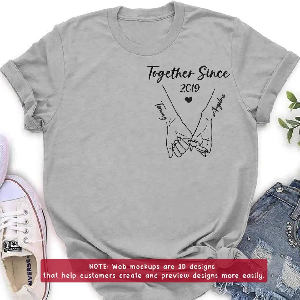 Personalized Couple Embroidered T-Shirt - Gift Idea for Couple - Together Since