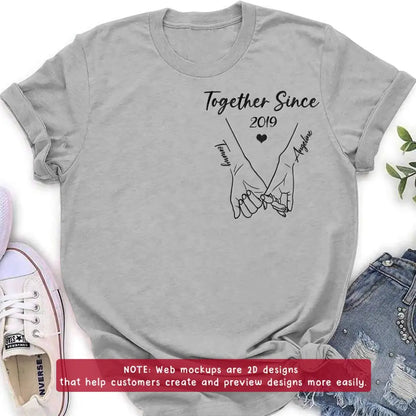 Personalized Couple Embroidered T-Shirt - Gift Idea for Couple - Together Since