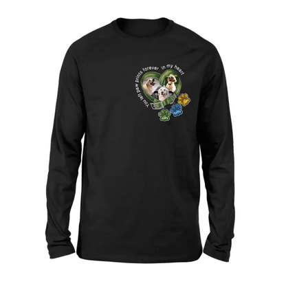 Personalized Memorial Dog Collar T-shirt/Hoodie - Up to 3 Dogs - Memorial Gift Idea For Dog Lover - You Left Paw Prints Forever In My Heart