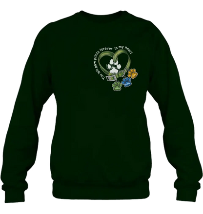 Personalized Memorial Dog Collar T-shirt/Hoodie - Up to 3 Dogs - Memorial Gift Idea For Dog Owner - You Left Paw Prints Forever In My Heart
