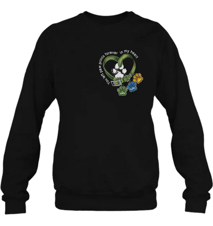 Personalized Memorial Dog Collar T-shirt/Hoodie - Up to 3 Dogs - Memorial Gift Idea For Dog Owner - You Left Paw Prints Forever In My Heart