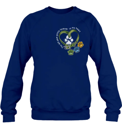 Personalized Memorial Dog Collar T-shirt/Hoodie - Up to 3 Dogs - Memorial Gift Idea For Dog Owner - You Left Paw Prints Forever In My Heart