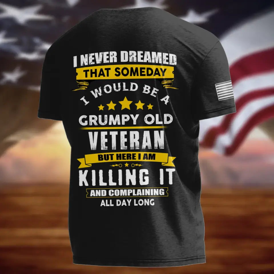 Personalized Veteran AOP Men's T-shirt - Father's Day Gift Idea For Veteran - I Never Dreamed That Someday I Would Be A Grumpy Old Veteran