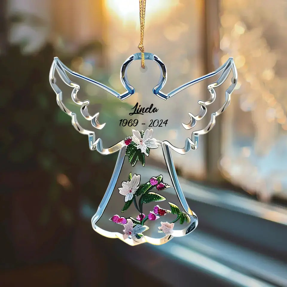 Personalized Memorial Angel Acrylic Ornament - Memorial Gift Idea