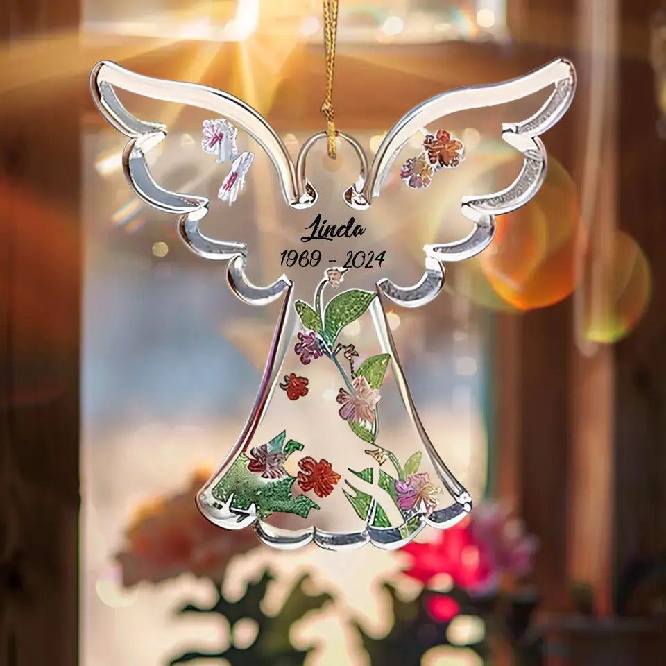 Personalized Memorial Angel Acrylic Ornament - Memorial Gift Idea