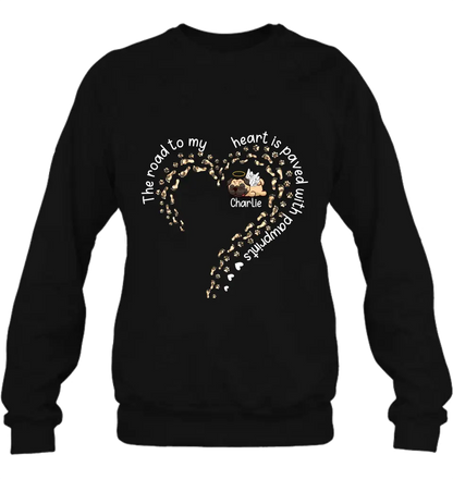 Personalized Memorial Dog Shirt/Hoodie/Long sleeve/Sweatshirt - Mother's Day Gift Idea For Dog Lovers/Dog Owners - The Road To My Heart Is Paved With Pawprints