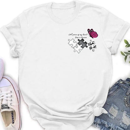 Personalized Memorial Shirt/Hoodie - Memorial Gift Idea for Mother's Day/Father's Day - A Piece Of My Heart Lives In Heaven