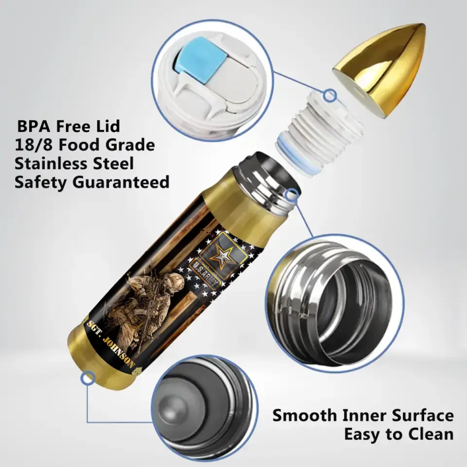 Personalized Veteran Bullet Tumbler - Gift Idea For Veteran/Father's Day