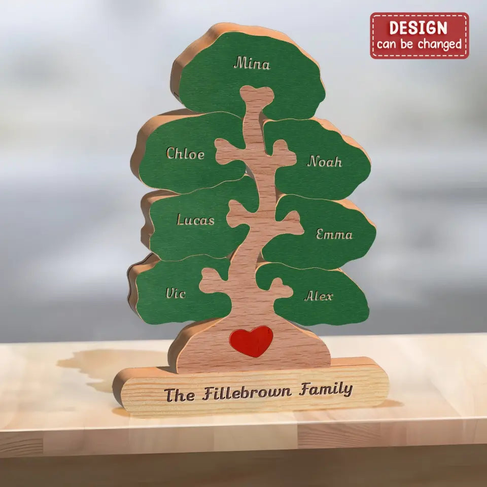 Personalized Family Tree Wooden Puzzle - Up to 10 People - Gift Idea for Family