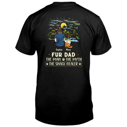 Personalized Cat Dad Shirt/Hoodie - Up to 4 Cats - Gift Idea For Father's Day/Cat Lover - Fur Dad The Man The Myth The Snack Dealer
