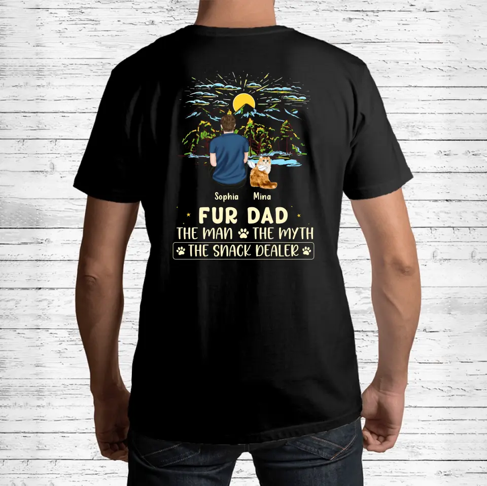 Personalized Cat Dad Shirt/Hoodie - Up to 4 Cats - Gift Idea For Father's Day/Cat Lover - Fur Dad The Man The Myth The Snack Dealer