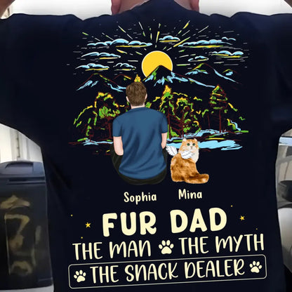 Personalized Cat Dad Shirt/Hoodie - Up to 4 Cats - Gift Idea For Father's Day/Cat Lover - Fur Dad The Man The Myth The Snack Dealer