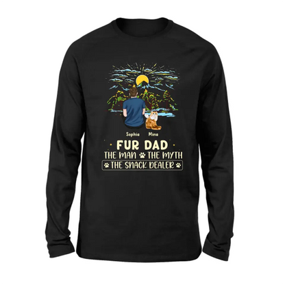 Personalized Cat Dad Shirt/Hoodie - Up to 4 Cats - Gift Idea For Father's Day/Cat Lover - Fur Dad The Man The Myth The Snack Dealer