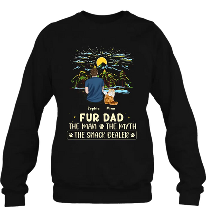 Personalized Cat Dad Shirt/Hoodie - Up to 4 Cats - Gift Idea For Father's Day/Cat Lover - Fur Dad The Man The Myth The Snack Dealer