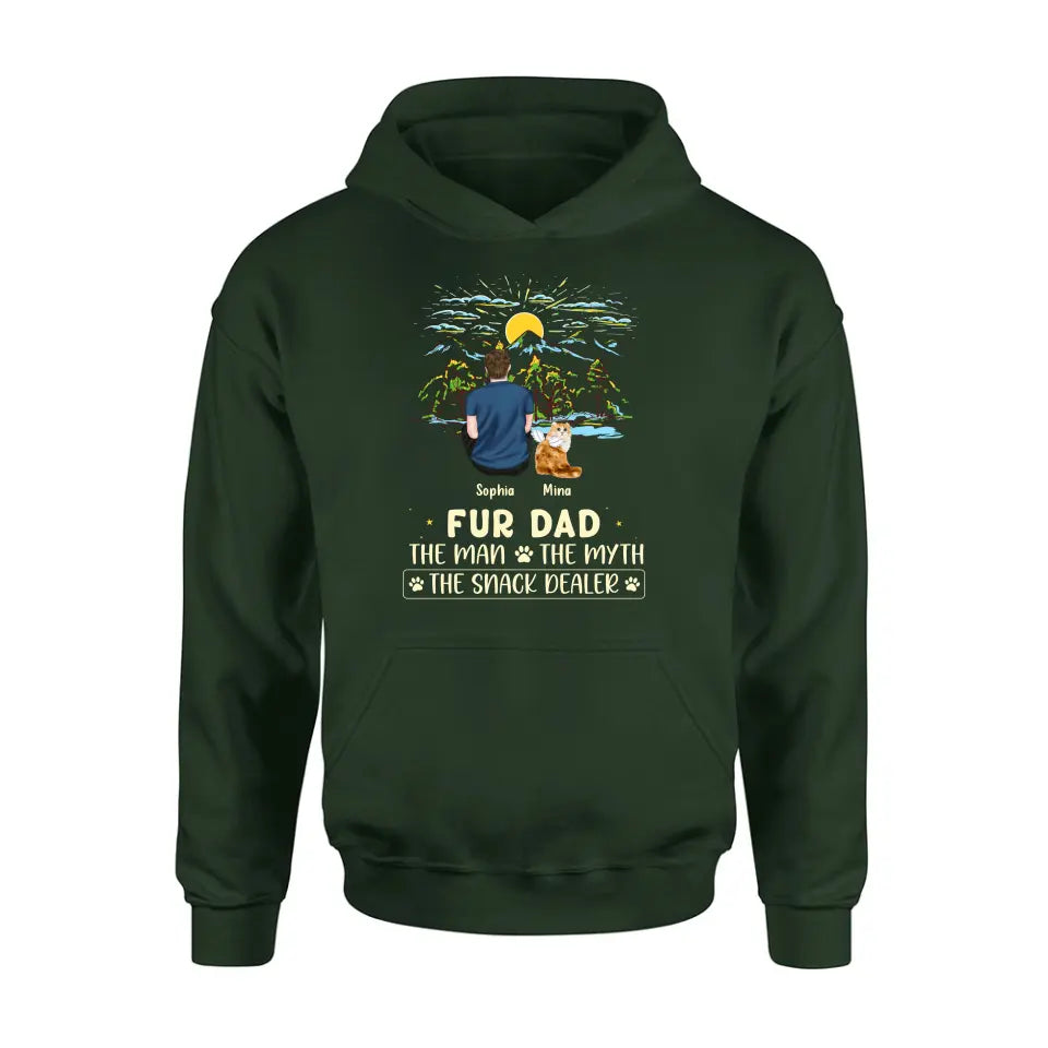 Personalized Cat Dad Shirt/Hoodie - Up to 4 Cats - Gift Idea For Father's Day/Cat Lover - Fur Dad The Man The Myth The Snack Dealer