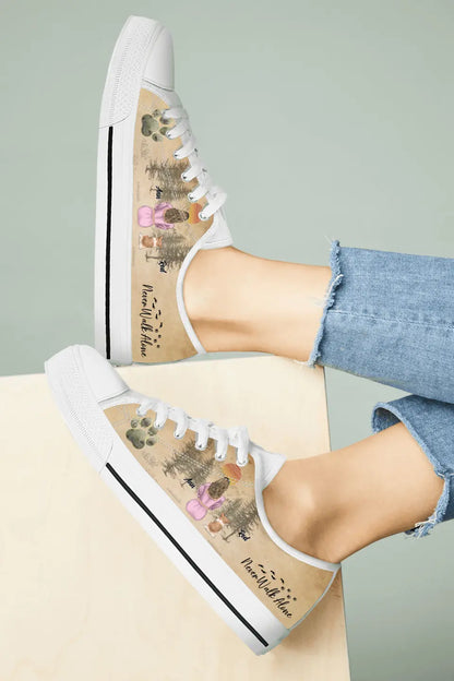 Personalized Dog Mom Canvas Sneakers - Up to 4 Dogs - Mother's Day Gift Idea For Dog Lovers - Never Walk Alone