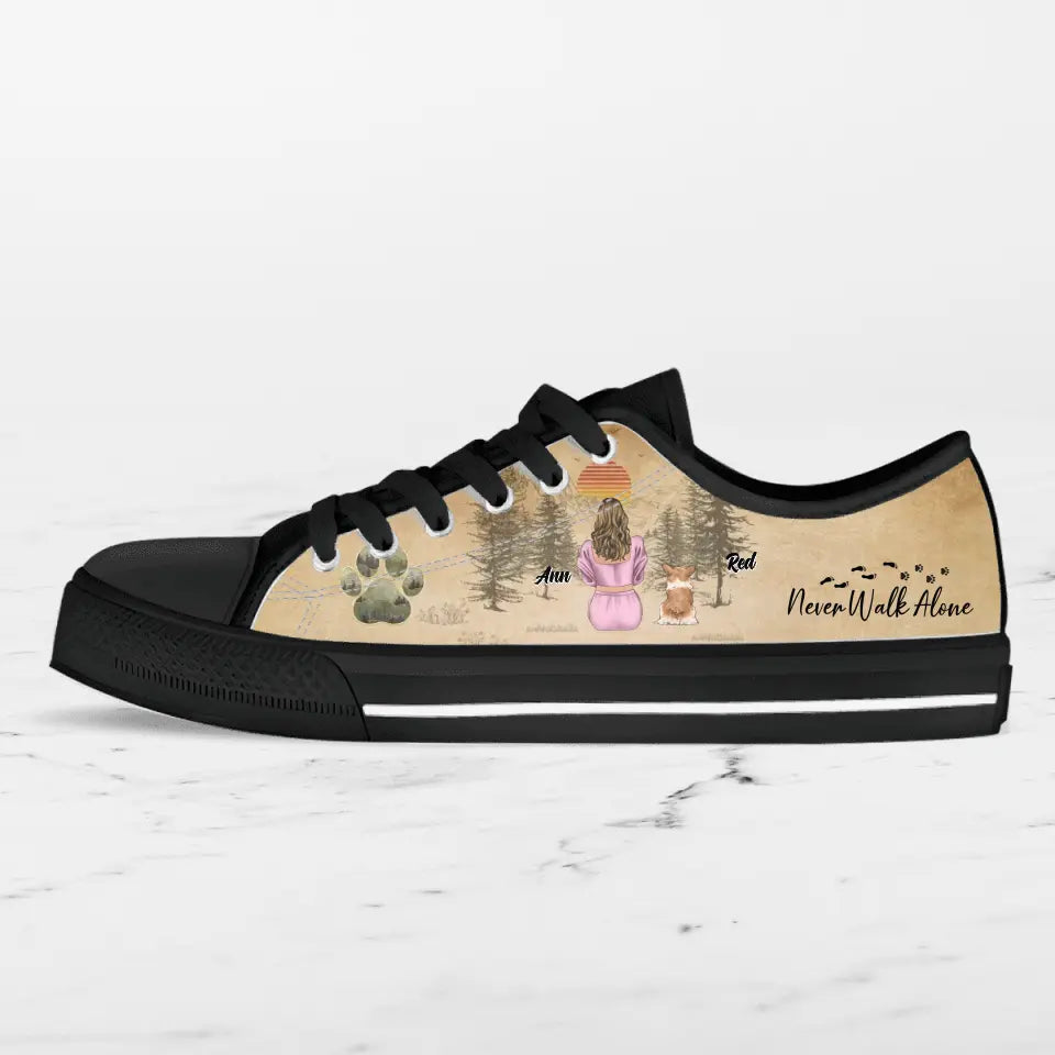 Personalized Dog Mom Canvas Sneakers - Up to 4 Dogs - Mother's Day Gift Idea For Dog Lovers - Never Walk Alone