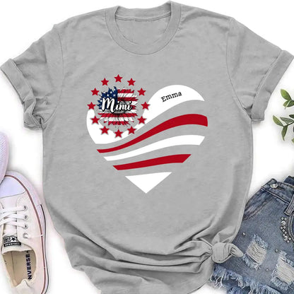 Personalized Grandma With Grandkids Sunflower American Flag T-Shirt/Hoodie - Up to 10 Kids - Gift Idea For Grandma/Mom/Independence Day/4th Of July