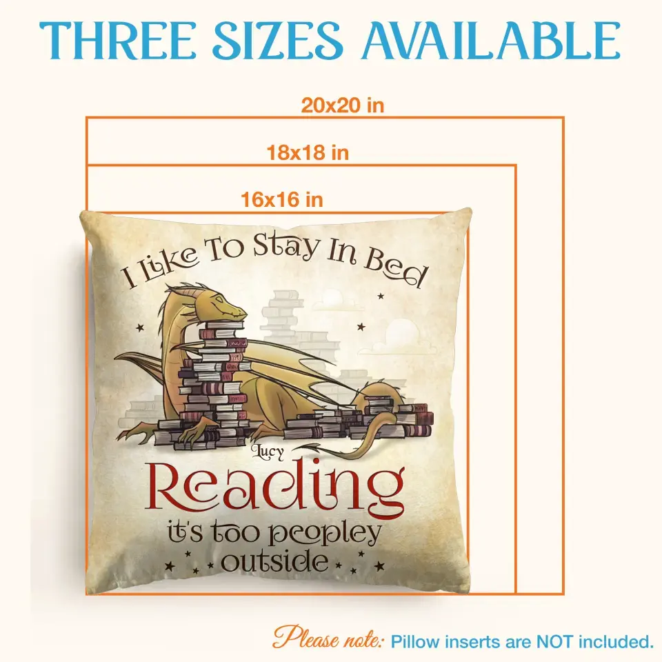 Personalized Reading Book Pillow Cover - Gift Idea For Book Lover - I Like To Stay In Bed Reading It's Too Peopley Outside