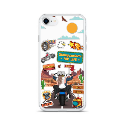 Custom Personalized Motorcycle Couple Phone Case - Gift Idea For Couple/ Husband & Wife/ Bikers - Transparent Phone Case For iPhone/Samsung