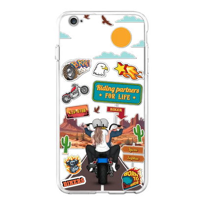 Custom Personalized Motorcycle Couple Phone Case - Gift Idea For Couple/ Husband & Wife/ Bikers - Transparent Phone Case For iPhone/Samsung