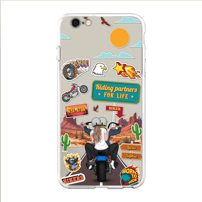Custom Personalized Motorcycle Couple Phone Case - Gift Idea For Couple/ Husband & Wife/ Bikers - Transparent Phone Case For iPhone/Samsung