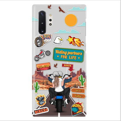 Custom Personalized Motorcycle Couple Phone Case - Gift Idea For Couple/ Husband & Wife/ Bikers - Transparent Phone Case For iPhone/Samsung
