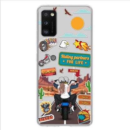 Custom Personalized Motorcycle Couple Phone Case - Gift Idea For Couple/ Husband & Wife/ Bikers - Transparent Phone Case For iPhone/Samsung