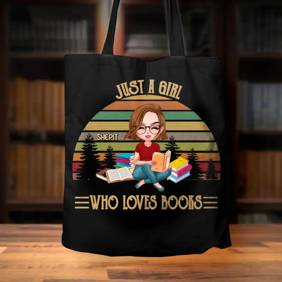 Personalized Retro Sun Reading Canvas Bag - Gift Idea For Book Lover - Life Is Better With Books