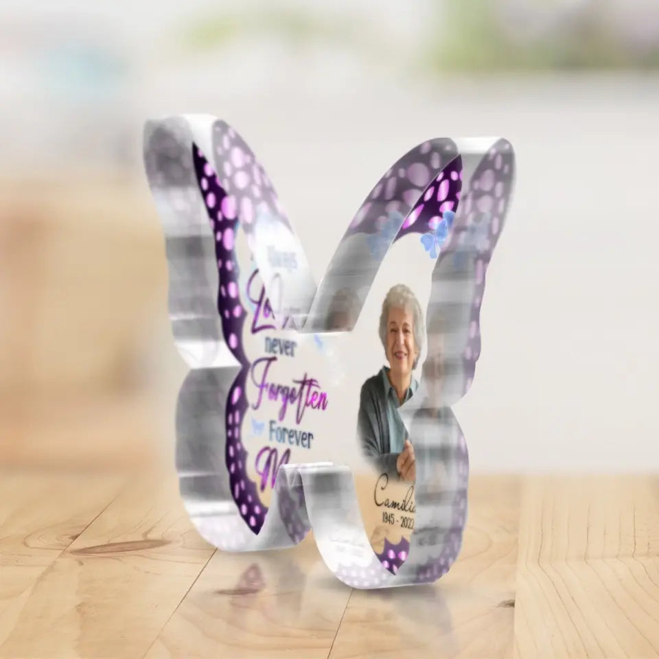Personalized Memorial Photo Butterfly Acrylic Plaque - Memorial Gift Idea For Christmas - Always Loved Never Forgotten Forever Missed