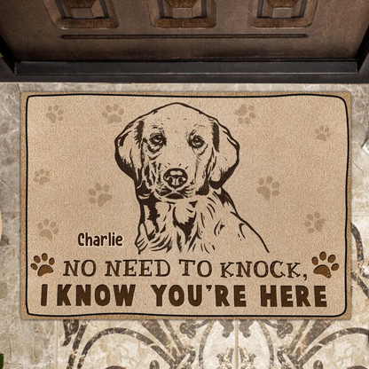Personalized Welcome Doormat - Upload Pet's Photos - Gift Idea For Dog Lover - No Need To Knock I Know You're Here