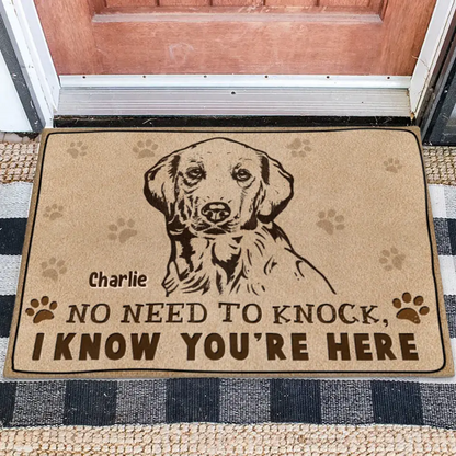 Personalized Welcome Doormat - Upload Pet's Photos - Gift Idea For Dog Lover - No Need To Knock I Know You're Here