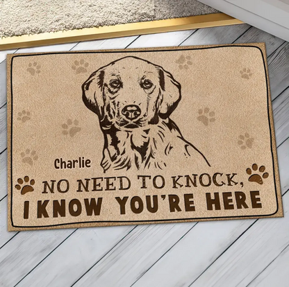 Personalized Welcome Doormat - Upload Pet's Photos - Gift Idea For Dog Lover - No Need To Knock I Know You're Here