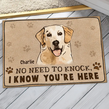Personalized Welcome Doormat - Upload Pet's Photos - Gift Idea For Dog Lover - No Need To Knock We Know You're Here