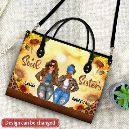 Personalized Besties PU Leather Handbag with Long Straps - Gift Idea For Friends/Besties/Birthday - Life Is Better With Besties