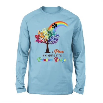 Personalized Memorial T-shirt/Long Sleeve/Sweatshirt/Hoodie - Memorial Gift Idea - A Piece Of My Heart Is At The Rainbow Bridge