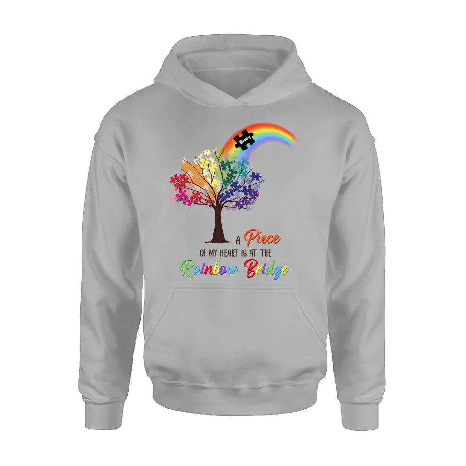 Personalized Memorial T-shirt/Long Sleeve/Sweatshirt/Hoodie - Memorial Gift Idea - A Piece Of My Heart Is At The Rainbow Bridge